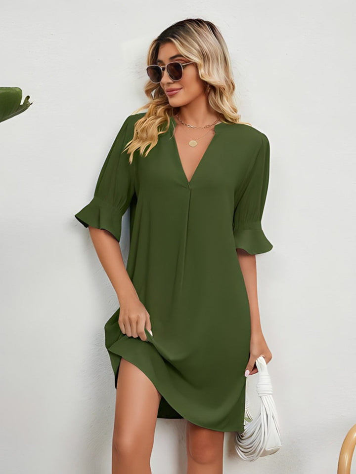 Amy - Casual Loose Pleated Knee Length Dress