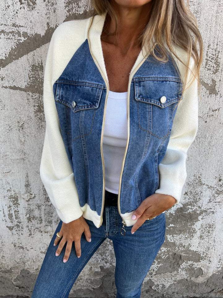 Nell - Trendy Denim Patchwork Jacket