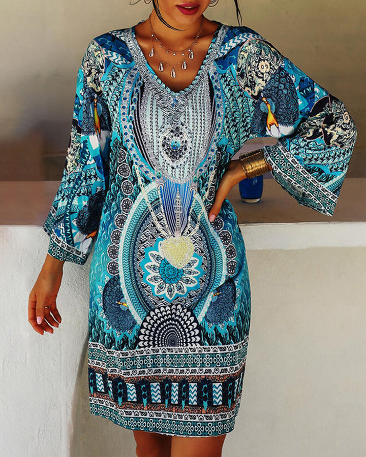 Emelia - Vestido Bohemio Impreso Vibrante