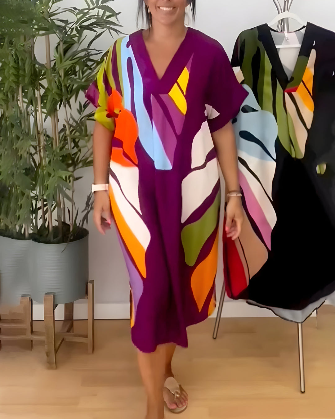Rianna - Vestido de Estampado Abstracto