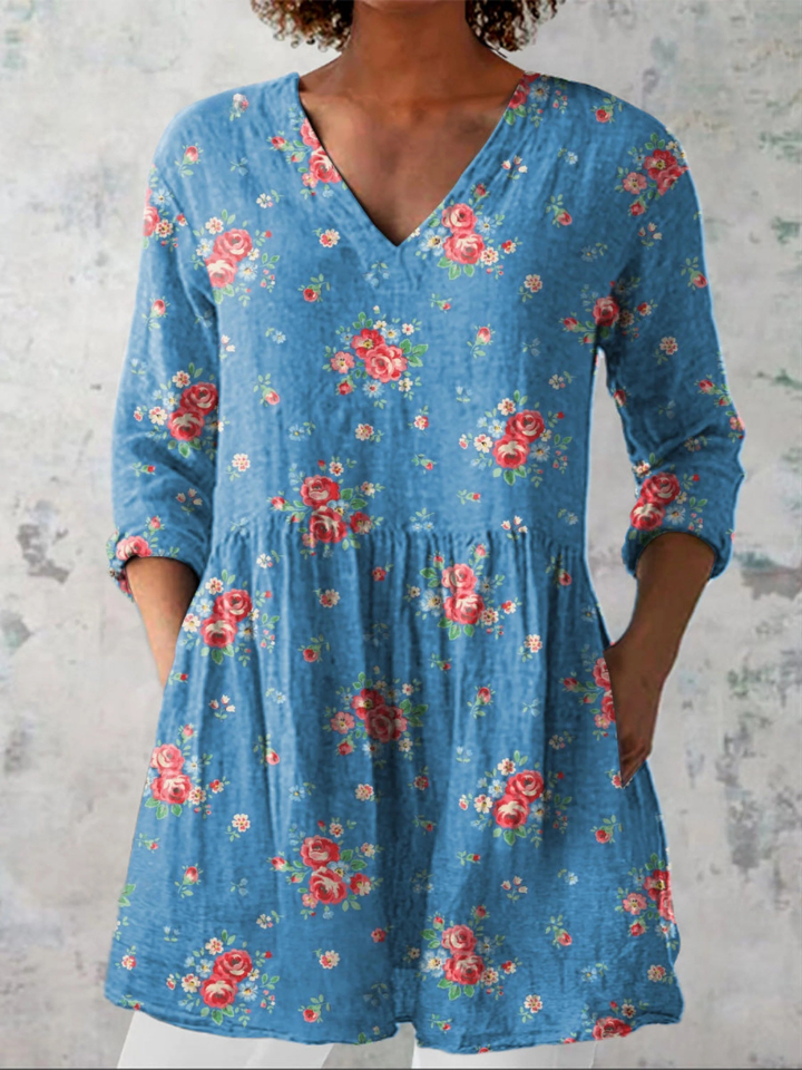 Mabel | Camisa Larga con Escote en V