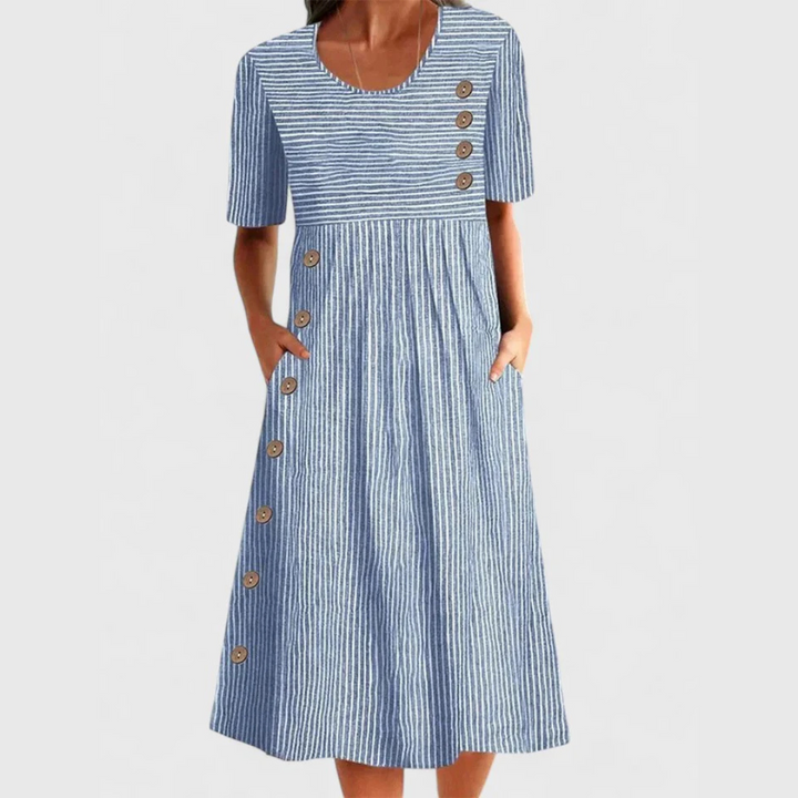 JARNA | VESTIDO MIDI RAYADO