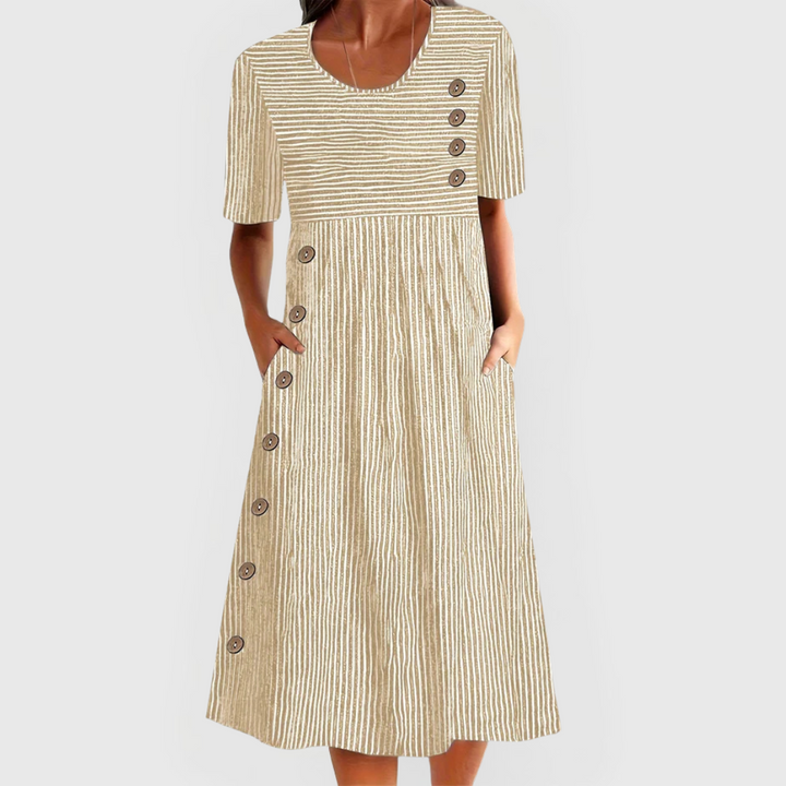 JARNA | VESTIDO MIDI A RAYAS