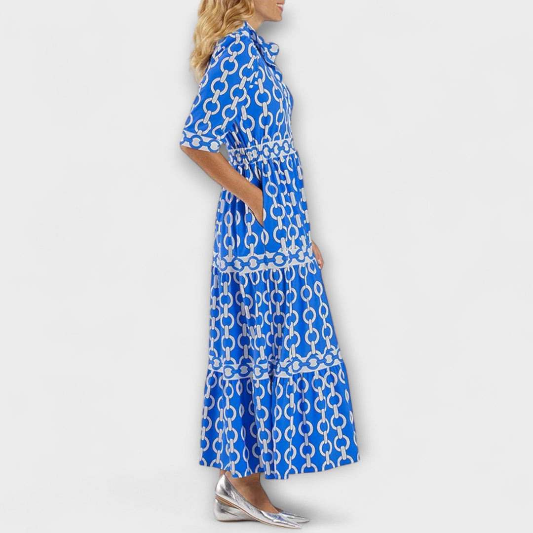 JULIANA | VESTIDO MIDI CON MOTIVO DE CADENA