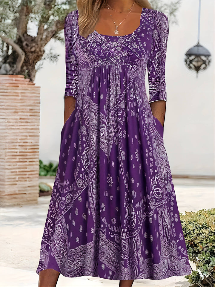 ELOWEN | VESTIDO MIDI DE MANGAS LARGAS CASUAL