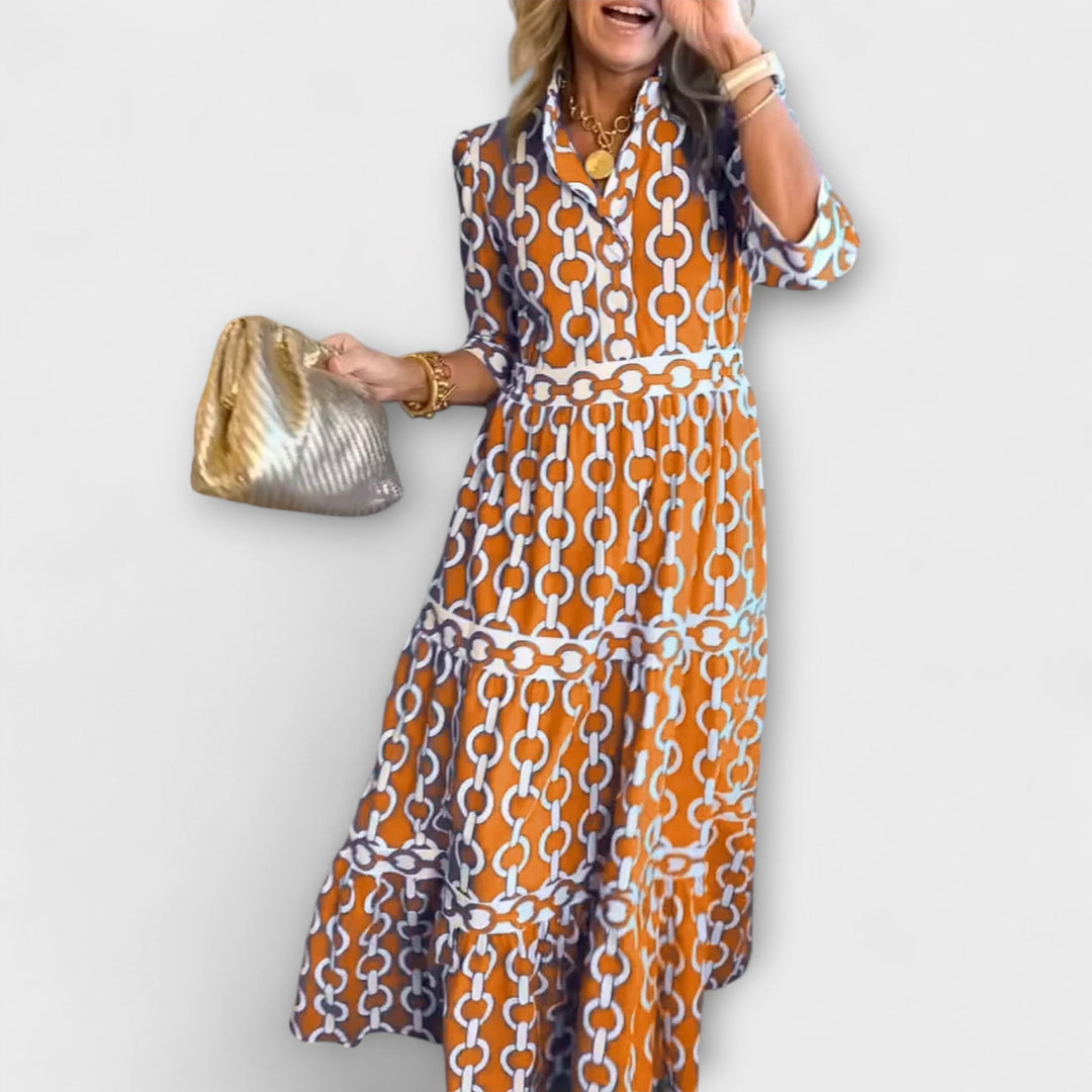 JULIANA | VESTIDO MIDI CON MOTIVO DE CADENA