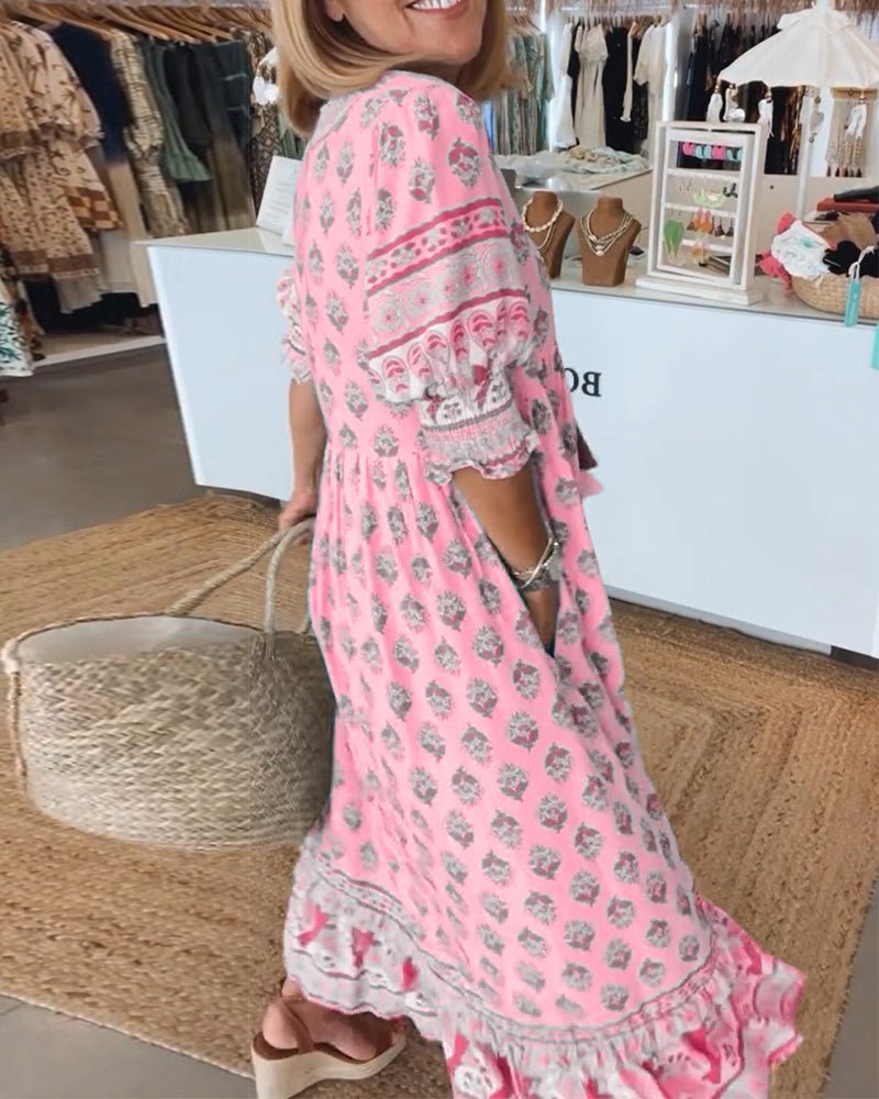 MANA | VESTIDO MIDI FLORAL CHIC CON ESCOTE EN V