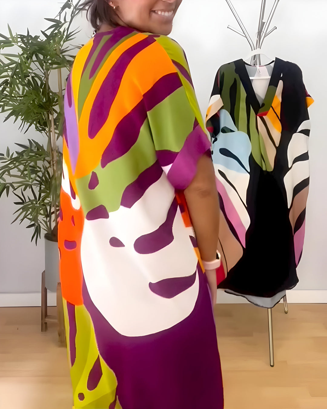 Rianna - Vestido de Estampado Abstracto