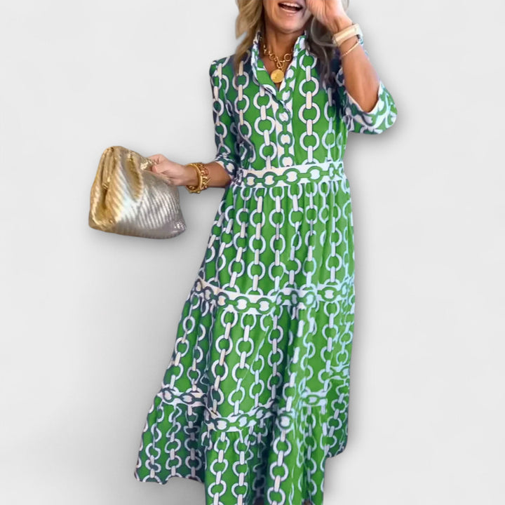 JULIANA | VESTIDO MIDI CON MOTIVO DE CADENA