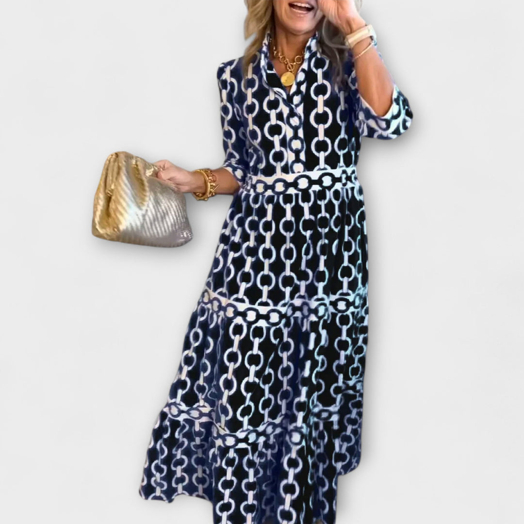 JULIANA | VESTIDO MIDI CON MOTIVO DE CADENA