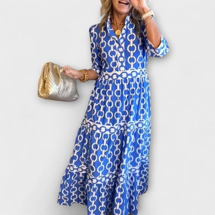 JULIANA | VESTIDO MIDI CON MOTIVO DE CADENA