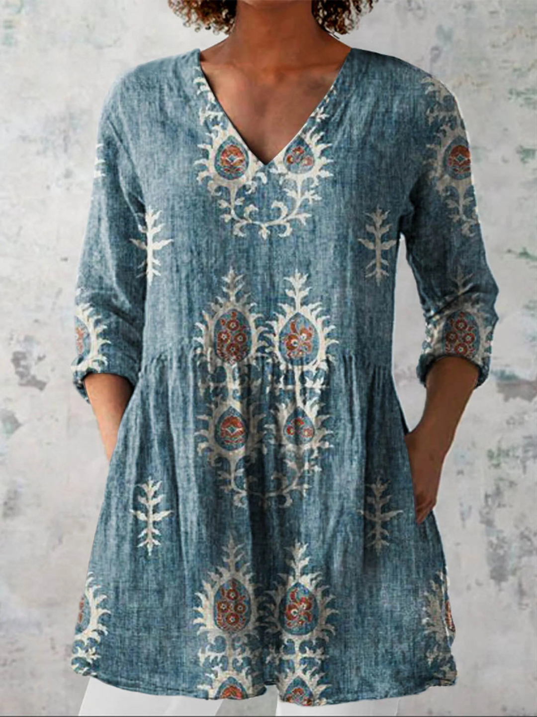 Maeve | Camisa Larga de Cuello en V