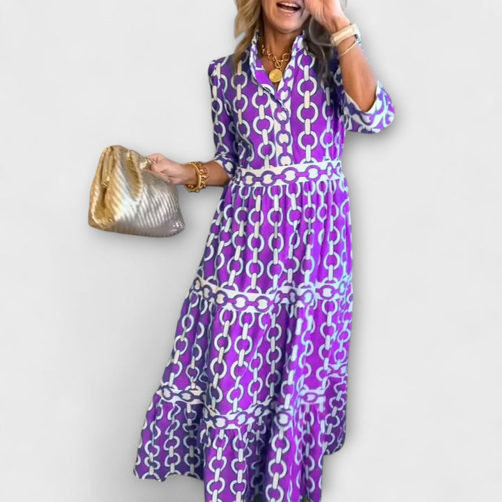 JULIANA | VESTIDO MIDI CON MOTIVO DE CADENA