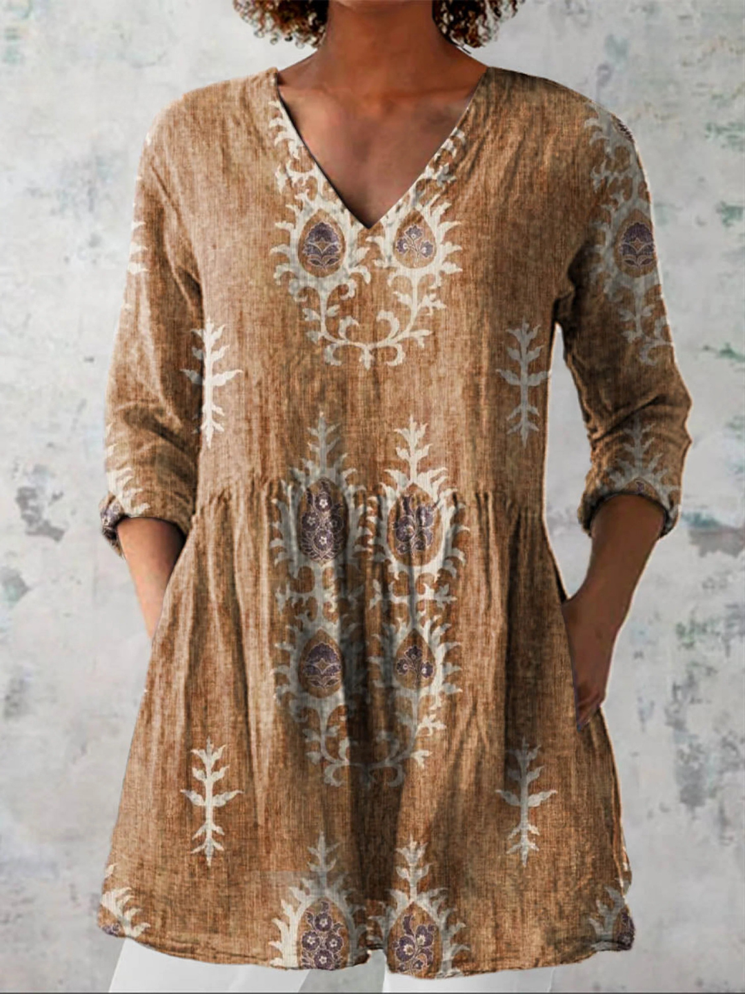 Maeve | Camisa Larga de Cuello en V