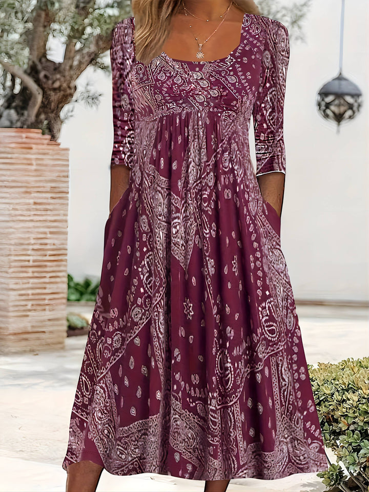 ELOWEN | VESTIDO MIDI DE MANGAS LARGAS CASUAL
