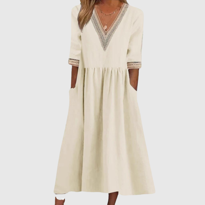 LIVIA | VESTIDO MIDI DE ENCAGE