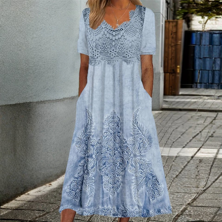 INDIGO | VESTIDO MIDI FLORAL ELEGANTE