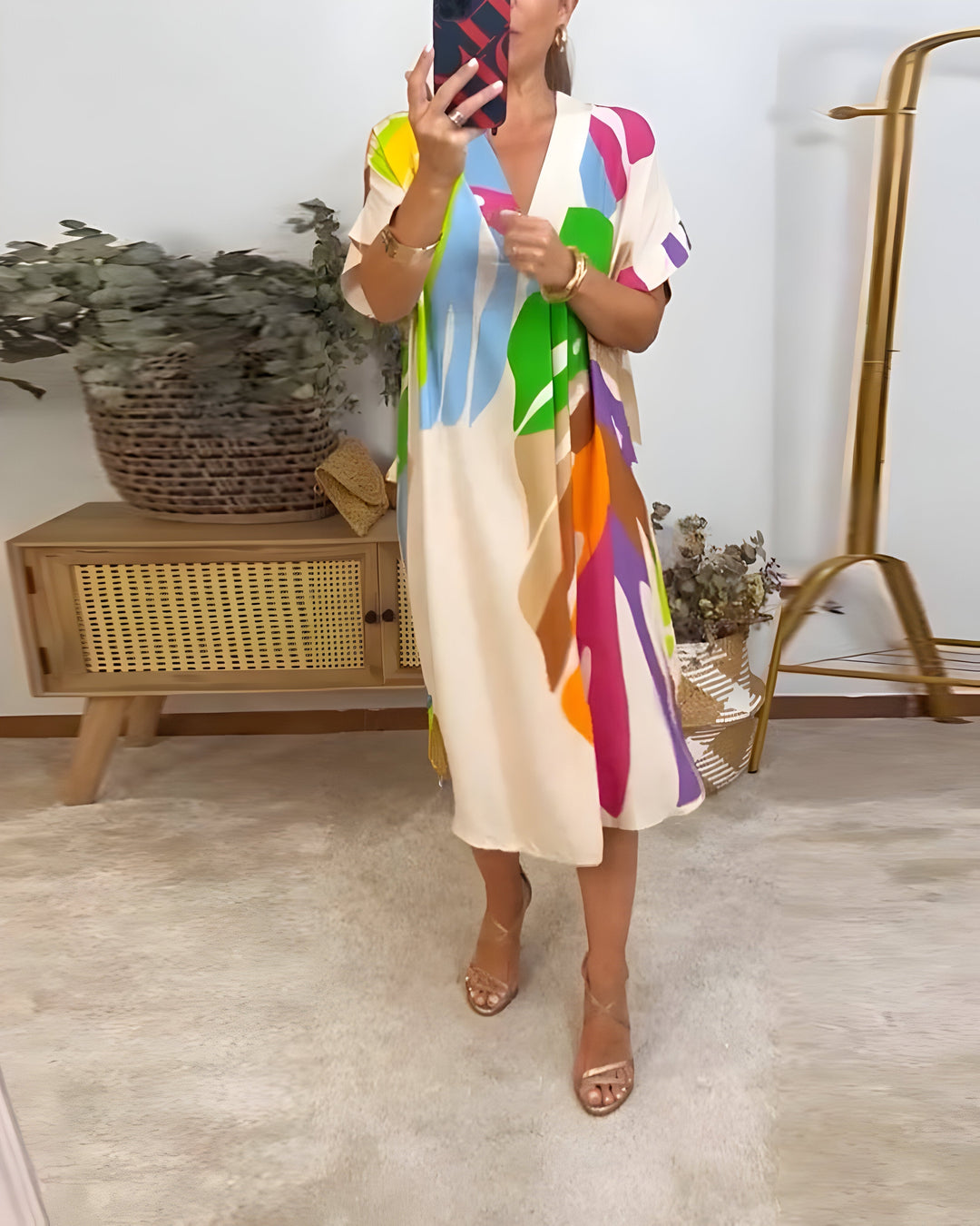 Rianna - Vestido de Estampado Abstracto