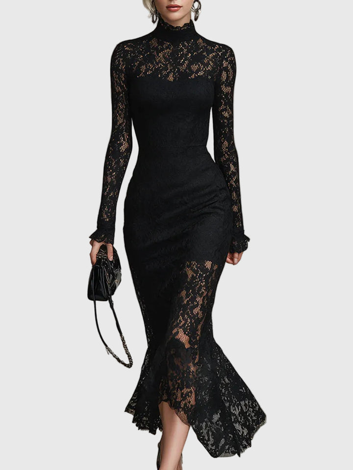 Mónica | Vestido Maxi Acampanado de Encaje Elegante