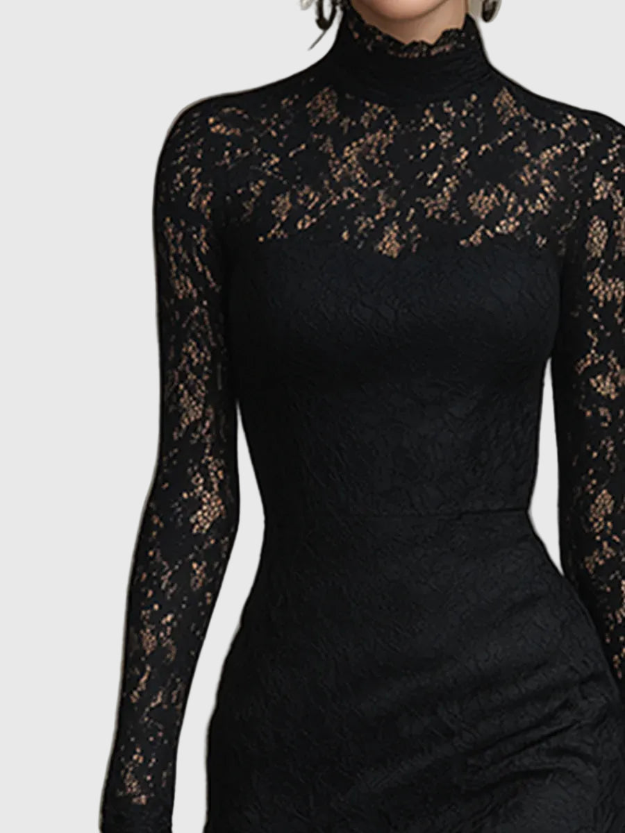 Mónica | Vestido Maxi Acampanado de Encaje Elegante