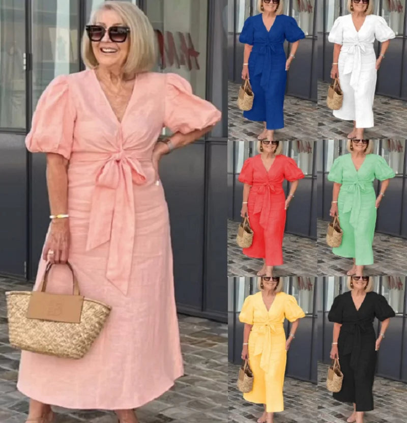 LYNORA | VESTIDO MIDI ELEGANTE CON ESCOTE EN V