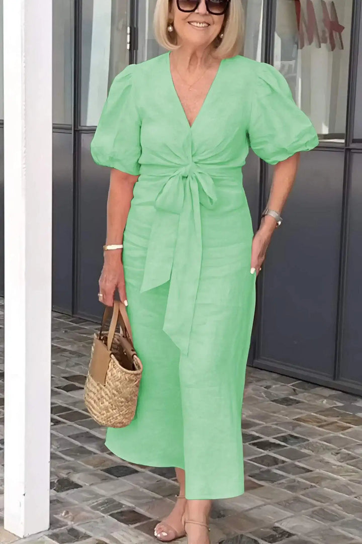 LYNORA | VESTIDO MIDI ELEGANTE CON ESCOTE EN V