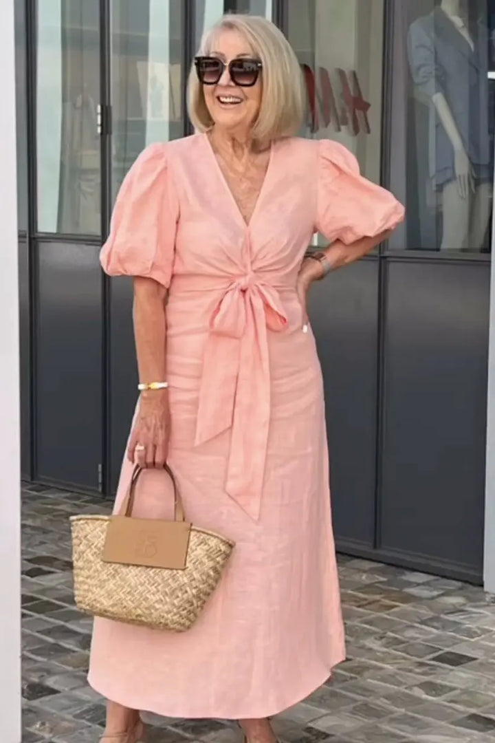 LYNORA | VESTIDO MIDI ELEGANTE CON ESCOTE EN V