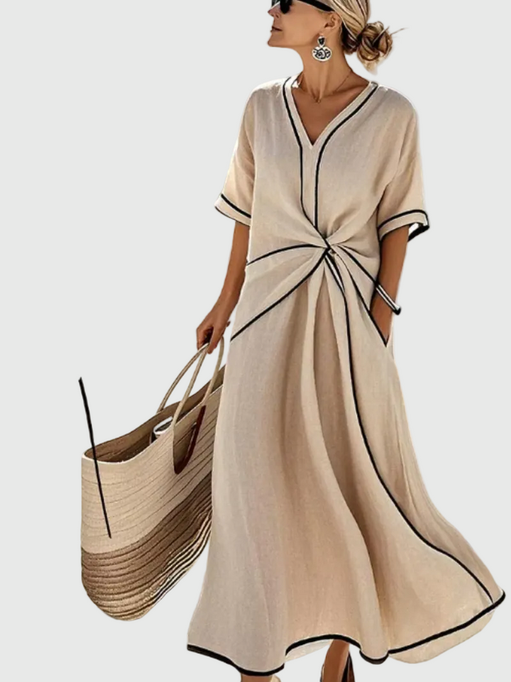 Helena | Vestido Maxi con Drapeado en el Costado