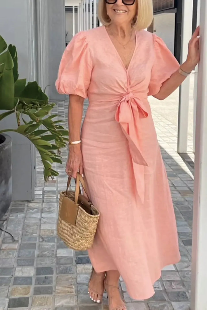 LYNORA | VESTIDO MIDI ELEGANTE CON ESCOTE EN V