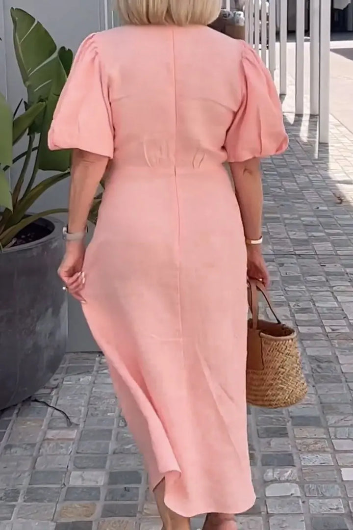 LYNORA | VESTIDO MIDI ELEGANTE CON ESCOTE EN V