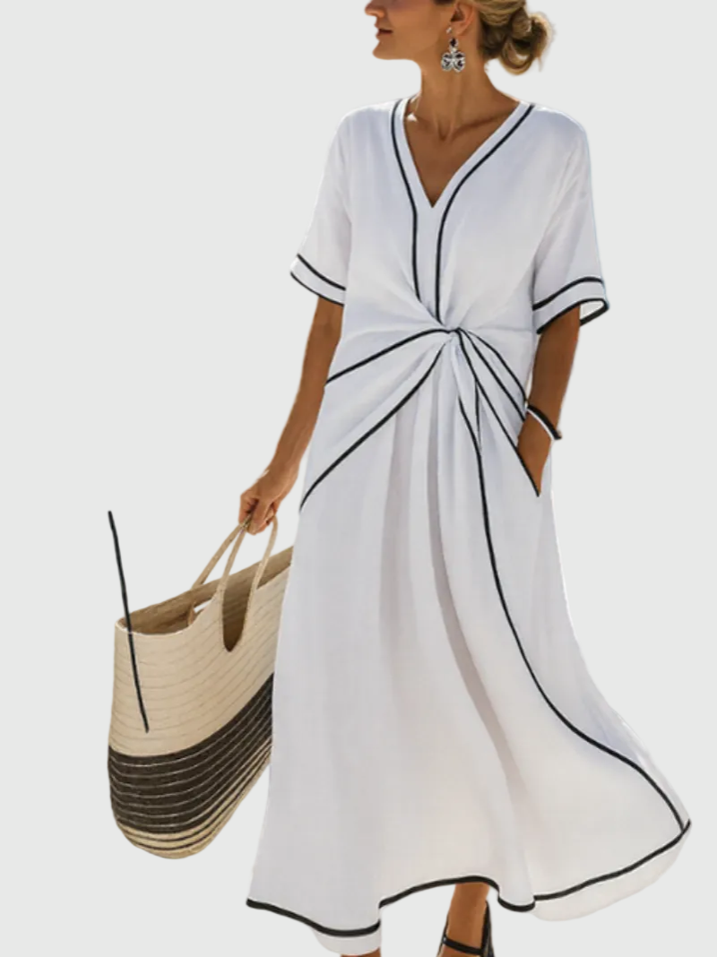 Helena | Vestido Maxi con Drapeado en el Costado