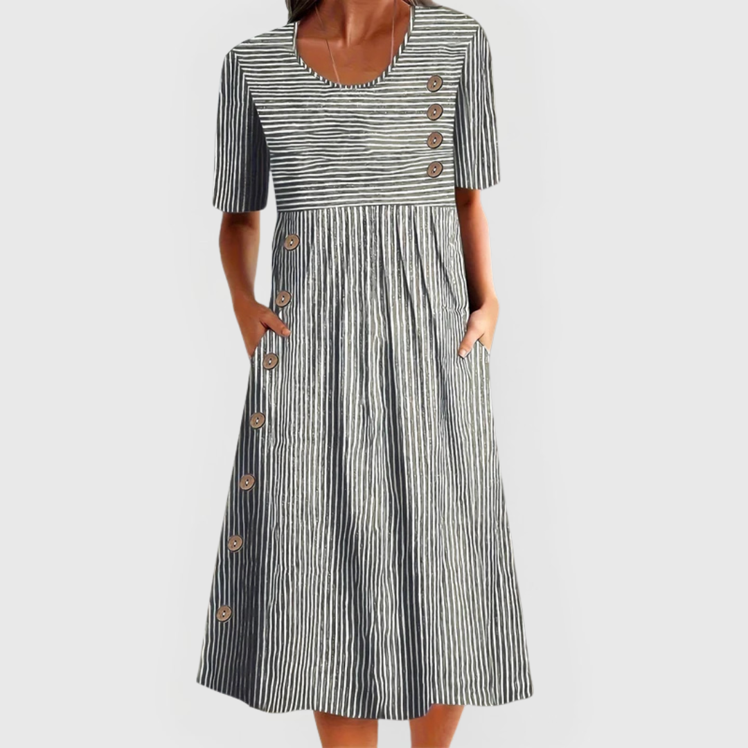 JARNA | VESTIDO MIDI A RAYAS