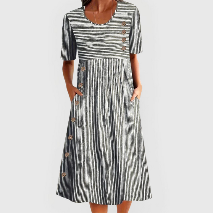JARNA | VESTIDO MIDI A RAYAS
