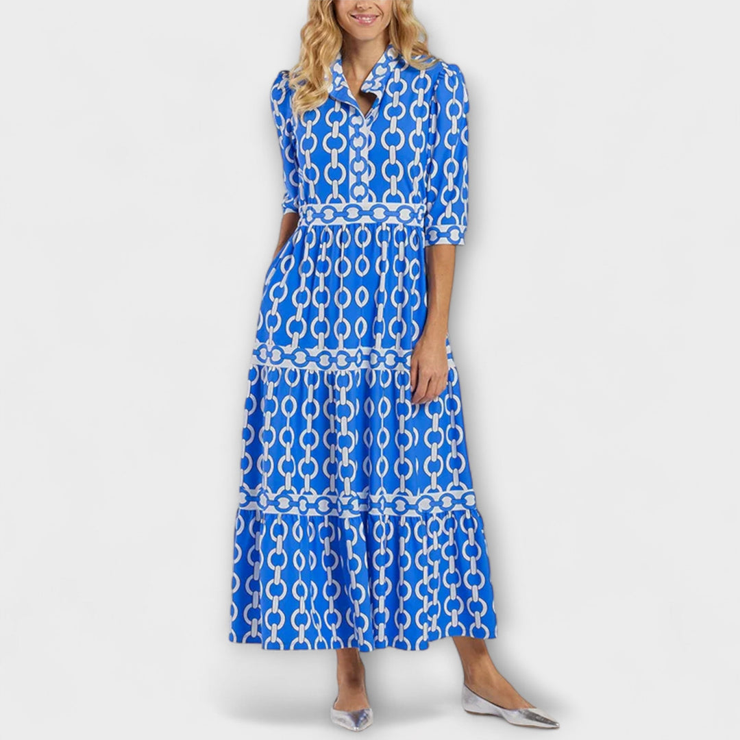 JULIANA | VESTIDO MIDI CON MOTIVO DE CADENA