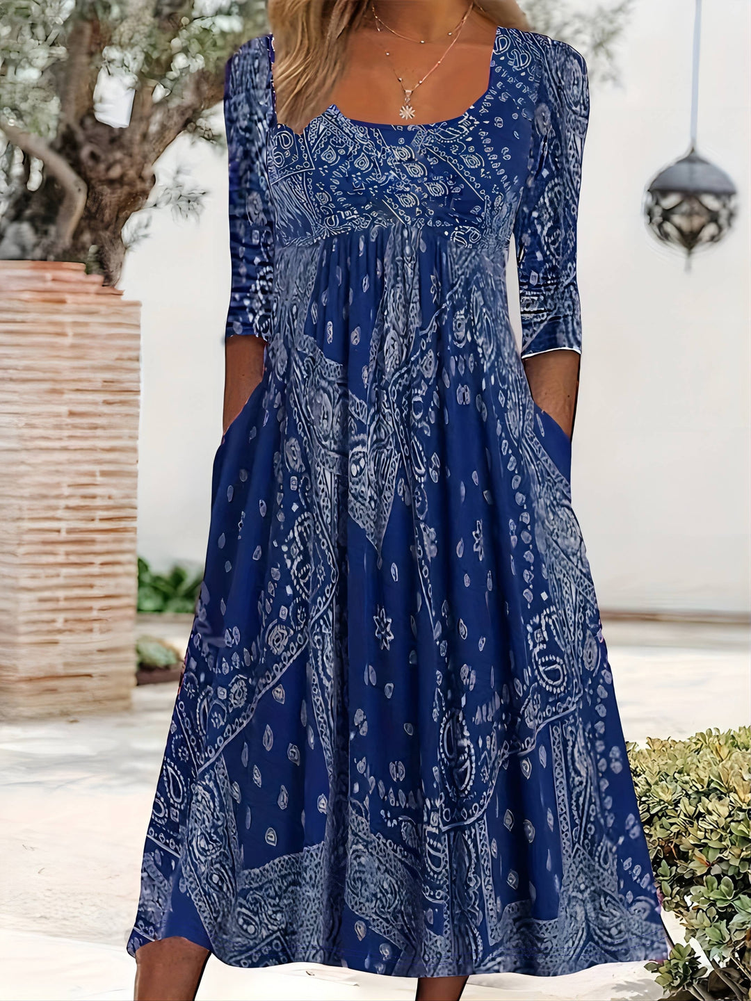 ELOWEN | VESTIDO MIDI DE MANGAS LARGAS CASUAL
