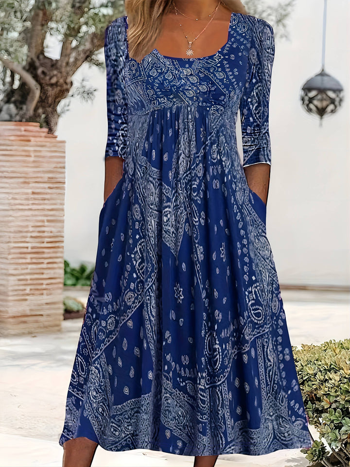 ELOWEN | VESTIDO MIDI DE MANGAS LARGAS CASUAL