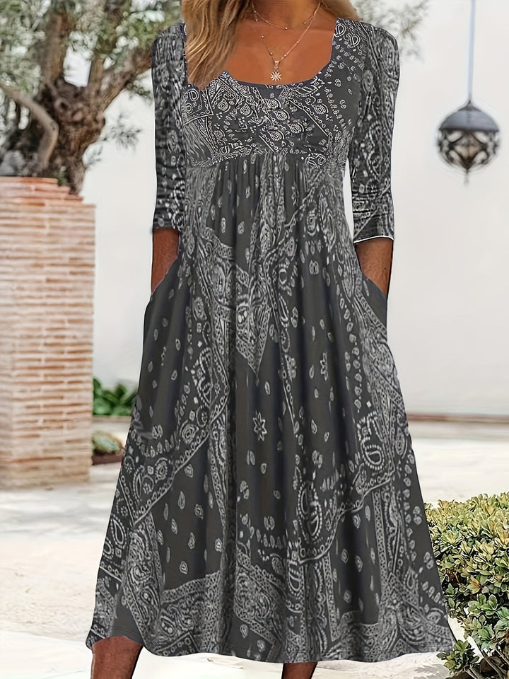 ELOWEN | VESTIDO MIDI DE MANGAS LARGAS CASUAL
